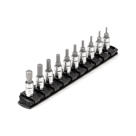 TEKTON 1/4 in Drive Hex Bit Socket Set with Rail, 10-Piece (5/64-5/16 in) SHB90105